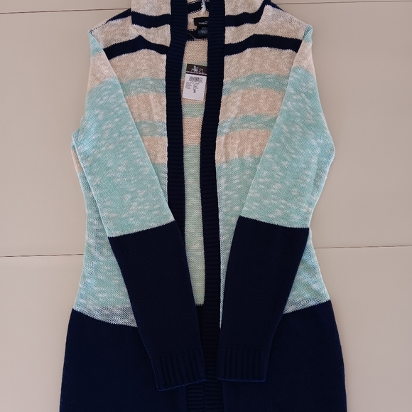 Rue21 Open Front Hooded Knit Color Block Cardigan Junior Women's Size Small New - Picture 10 of 16